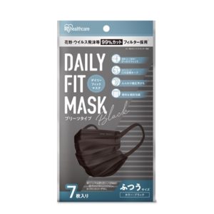 DAILY FIT MASK FUTSU SIZE BLACK 7P "IRIS" 175X90MM