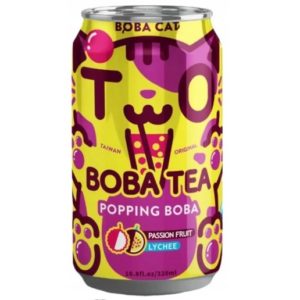 BOBA TEA POPPING PASSION FRUIT LYCHEE "BOBACAT"320ML
